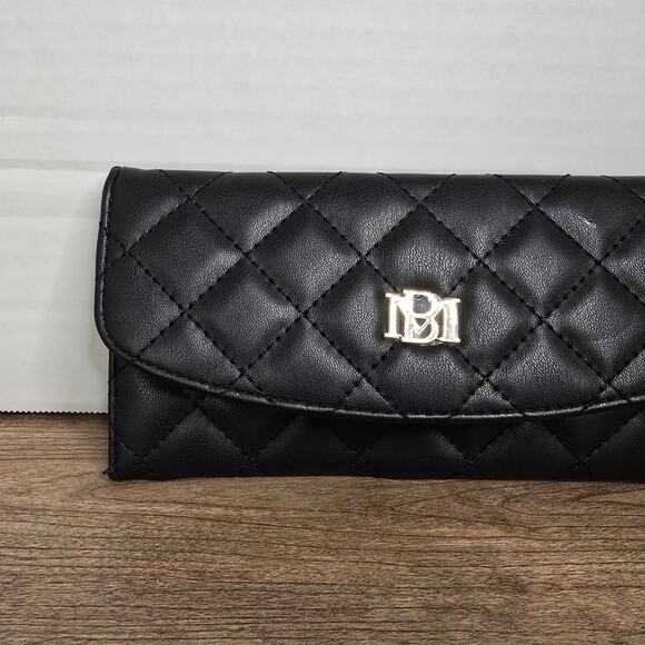 Badgley Mischka Handbags - NEW Badgley Mischka Black Long Wallet Diamond Quilted Vegan Leather NWT!